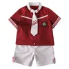 Ensembles de vêtements Uniforme scolaire rayé pour filles garçons col marin t-shirt jupe plissée shorts vêtements d'arc tenue d'étudiant