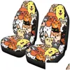 Housses de siège de voiture Ers Funny Dog Print Er Set pour femmes Fit Suv Truck Sedan élastique avant arrière Accesorios Para Drop Delivery Automobiles Otdaa