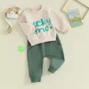 Set di abbigliamento Bambino Neonato Ragazza Abiti per il giorno di San Patrizio Felpa con quattro trifogli Pullover Top Pantaloni da jogging Set vestiti