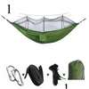 Redes portáteis ao ar livre Cam Hammock 1-2 Pessoa Go Swing com Mosquito Net Pendurado Cama Tralight Tourist Slee 230518 Drop Delivery Hom Dh1Nr