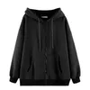 هوديز النساء الخريف harajuku النسخة الكورية معطف أزياء غير رسمية ألوان صلبة جيب كارديجان فضفاضة zip up temple sweatshirt