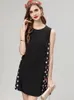 Women's Runway Dresses O Neck Sleeveless Printed Hidden Zipper High Street Fashion A Line Mini Vestidos