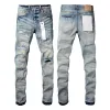 Męskie dżinsy projektant ułożony w stosy długie spodnie KSUBI REDRIPD High Street Brand Patch Hole dżinsowe mody Silm 731589503
