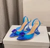 Sexy CRYSTAL Perspex High Heels Slingbacks Women Pumps Designer Pointed Toe PVC Transparent Sandals Sexy Shoes