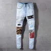 Ontwerpersjeans Distressed Ripped Biker Slim Straight Denim voor heren Print Damesmode Mans skinny broek