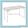 Ensembles de jardin Table pliante polyvalente portable de 4 pieds 48 pouces en blanc pour la fête de cam à la maison à l'intérieur Zwl269 Drop Delivery Fu Furniture Out Dhheh