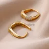 Stud Chunky Owalne Kolczyki dla kobiet złoty kolor stal nierdzewnych Earr2023 Trend Weddjewelry para prezent Aretes Mjer J240120