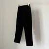 Pantaloni da donna B C Pantaloni affusolati larghi in velluto a coste elasticizzati retrò a vita alta Piccoli dritti di qualità casual