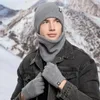 Berets Elastic Hat Winter Scarf Gloves Set Warm Anti-slip Protection For Neck Head Hands Cozy Windproof Outdoor Cycling Cap