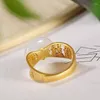 Cluster Rings Inspired Design Gold-plated Inlaid Natural Hetian Jade Round Open Ring Elegant Charm Ladies Silver Jewelry