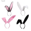 Party Hats Cute Bunny Large Ears Drable Hair Hoop Women Pannband Makeup Head Band för påsk Halloween Cosplay Hair Accessories YQ240120