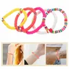 Pulseras con dijes 10 PCS Amistad tejida Colorida Arcilla polimérica Estiramiento Cuerda de mano Mujer