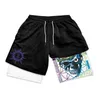 Mens Shorts Anime Berserk Manga Print in 1 Gym Compression Stretchy Sports Quick Dry Fitness Workout Summer 04CN