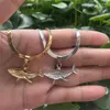 Ожерелья с подвесками из нержавеющей стали для женщин и мужчин, 3D острая форма, золотой цвет, цепочка с лезвием, морская рыба, обручальные украшения