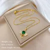 Cute Green Crystal Little Elephant Pendant Women Necklaces Female Stainless Steel Clavicle Chain Girls Daily Wear Neck Jewelry