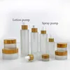 Bouteilles de stockage Emballage en bambou Cosmétique givré Pots en verre de 20 ml 30 ml 50 ml et avec couvercle pour vaporisateur compte-gouttes Bouchon en bois 80 ml 60 ml