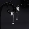 Kolczyki Dangle Luksusowa łańcuch frędzli przezroczysty cyrkon motyl kolczyki upuść kobiety dziewczyny impreza biżuteria prezentowa eh1458