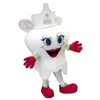 Tem um par de luvas vermelhas traje de mascote de dente personagem de desenho animado carnaval unissex halloween carnaval adultos festa de aniversário roupa extravagante para homens mulheres