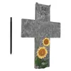 Décorations de jardin Croix Memorial Stone Résine Grave Tournesol Marqueurs Tombstone Statue Statut Ornement Figurine extérieure