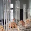 Bougeoir pilier en cristal à tige blanche à 6 têtes, pour décoration de centres de table de mariage, accessoires de mariage blancs, support de boule de fleurs artificielles, décoration de mariage, événements