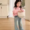 Hosen Kinder Hosen Mädchen Frühling Saison Modische Retro Stil Spleißen Gerade Kinder Kleidung Waschen Weite Beine Jeans