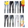 Män designer mens mager lila jeans designer denim byxa orolig rippad cyklist svart blå jean smal fit motorcykel s