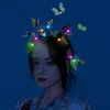 Party Hats Glowing LED Light Up Faryfly Fascinator pannband Bohemian Hair Band Hoops Colorful Headpiece For Party Wedding Christmas YQ240121