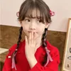 ヘアアクセサリースイートチェリーリボンクリップレッド格子縞の花ヘアピンぬいぐるみボールかわいいアヒルの子供たち