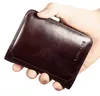 Men's wallet leather head layer cowhide short RIFD anti-theft brush three fold men's wallet ID window and credit card holder with box