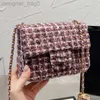 Designer sacos Mulheres CF Tweed Quilted Crossbody Bag Designers Sacos Marca Lã Flap Bolsas De Ombro Lady Lovely Woolen Mini Cross Body Handbag 17cm