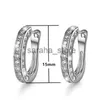 Stud Huitan Trendy Small Hoop Earrings for Women Three Colors Available Micro Paved CZ Anniversary Birthday Nice Gift Daily Accessory J240120