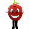 Carto -tem tema de desenho animado de mascote de maçã vermelha