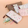 Étuis à crayons en toile à fleurs florales, mignons Kawaii, sacs à stylos en tissu avec fermeture éclair, fournitures scolaires