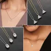 Pendant Necklaces Waterdrop Crystal Pendant Necklace for Women Korean Fashion Gold Color Geometric CZ Choker Chain on Neck Accessories Jewelry J240120