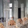 Portacandele a pilastro in cristallo con gambo bianco a 6 teste per decorazioni centrotavola per matrimoni oggetti di scena bianchi per fiori artificiali Supporto per sfere di fiori artificiali Eventi di decorazione di nozze