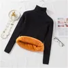 Women's Sweaters Women Knitting Sweater Thick Mujer Plus Velet Warm Turtleneck Pull Femme Basic Winter Clothes