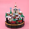 Blocks Creative Christmas Series Castle Music Box Building Blocks Street View Train Model Assemble Mini Brick Toys For Kids Adults 240120