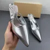 Sapatos de vestido elegante mulher de salto alto prata apontou rasa cinta traseira sexy senhoras estilingues calçados tamanho grande outono bombas femininas