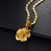 Hawaiian Flower Pendant Necklace Marshallese Kiribati Guam Micronesia Chuuk Pohnpei 14k Yellow Gold Jewelry Weeding Products