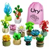 Blocks Flower Bouquet Friends Creative Desktop Succulent Plants Bonsai Decoration Model Building Blocks Toys For Girls Presents