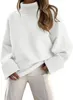 Women's Sweaters Women's Turtleneck Long Sleeve Oversized 2023 Fall Fuzzy Knit Chunky Warm Pullover Sweater Top