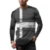 Men's T Shirts Mens Slim Fit Print Long Sleeve Muscle Tops Casual Tshirt Blouse With Round Neck Pullover Tee In Red/Blue/Purple/Dark Gray