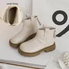 Stiefel Kinder Mädchen Mode Retro Solide Warme Baumwolle Knöchel Jungen Weiche Sohle Rutschfest Winter Größe 26-37