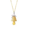 Новое модное ожерелье из цельного золота с настоящими желтыми бриллиантами и колокольчиками для рождественского подарка, ювелирные изделия на заказ