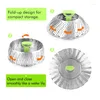 Double Boilers Stainless Steel Lotus Steaming Tray Folding Food Steamer Vegetable Fruit Basket Mesh Rack Cooking Cookware Tools