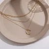 Collana con pendente tondo vintage twist per donna Collare a catena geometrica multistrato Collana in oro 14k Regalo di gioielli Boho 2024