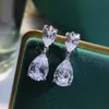 Stud Huitan Crystal Water Drop Cubic Zirconia Dangle Earrings Silver Color Temperament Drop Earrings for Women WeddTrendy Jewelry J240120