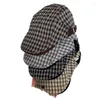 Berretti 2024 Giapponese Versatile Plaid In Avanti Cappello Primavera E L'estate delle Donne Casual Traspirante Berretto Letterario Retro Sboy Cap