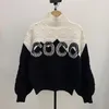 Kadınlar Sıradan Kontast Lüks Sweaters Örme Bahar Tasarımcı Jumper Eletiş Baskılı Cococs Kızlar İçin Kısa Sweater Kadın