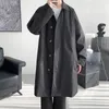 Casaco de trincheira masculino moda longo blusão masculino cor sólida único breasted solto casual trench homem streetwear plus size M-5XL 240119